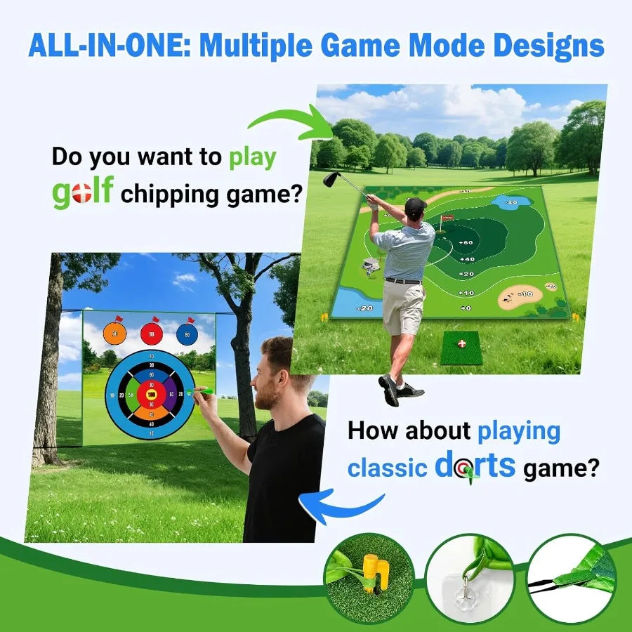 Golf Hitting Mat 70x70, Double-Sided 2-in-1, Indoor & Outdoor Practice | StriveRiseFit