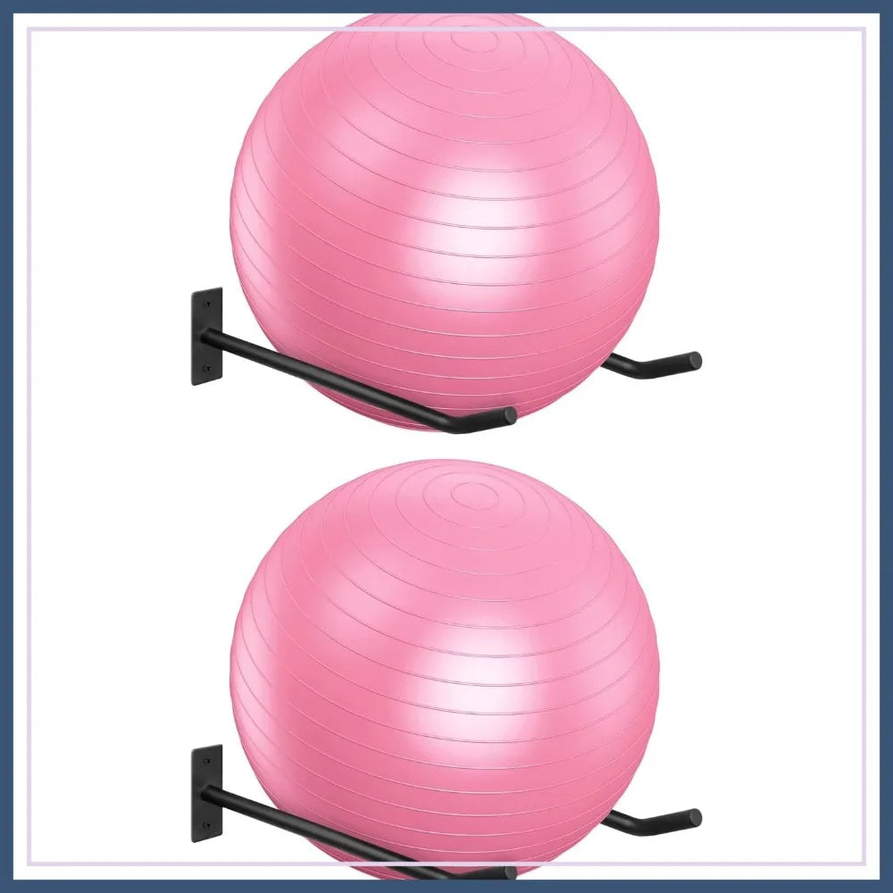 Wall Mount Exercise Ball Holder, Set of 2, Heavy-Duty Steel, Fits 55–75cm Balls | StriveRiseFit