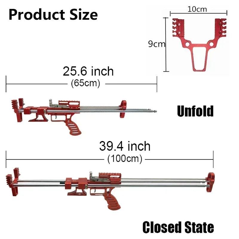 80LBS Telescopic Long Pole Slingshot Laser All Metal Powerful Shooting Hunting