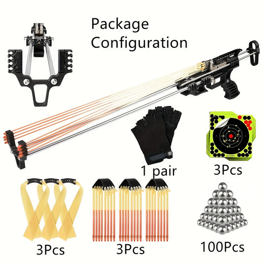 80LBS Telescopic Long Pole Slingshot Laser All Metal Powerful Shooting Hunting
