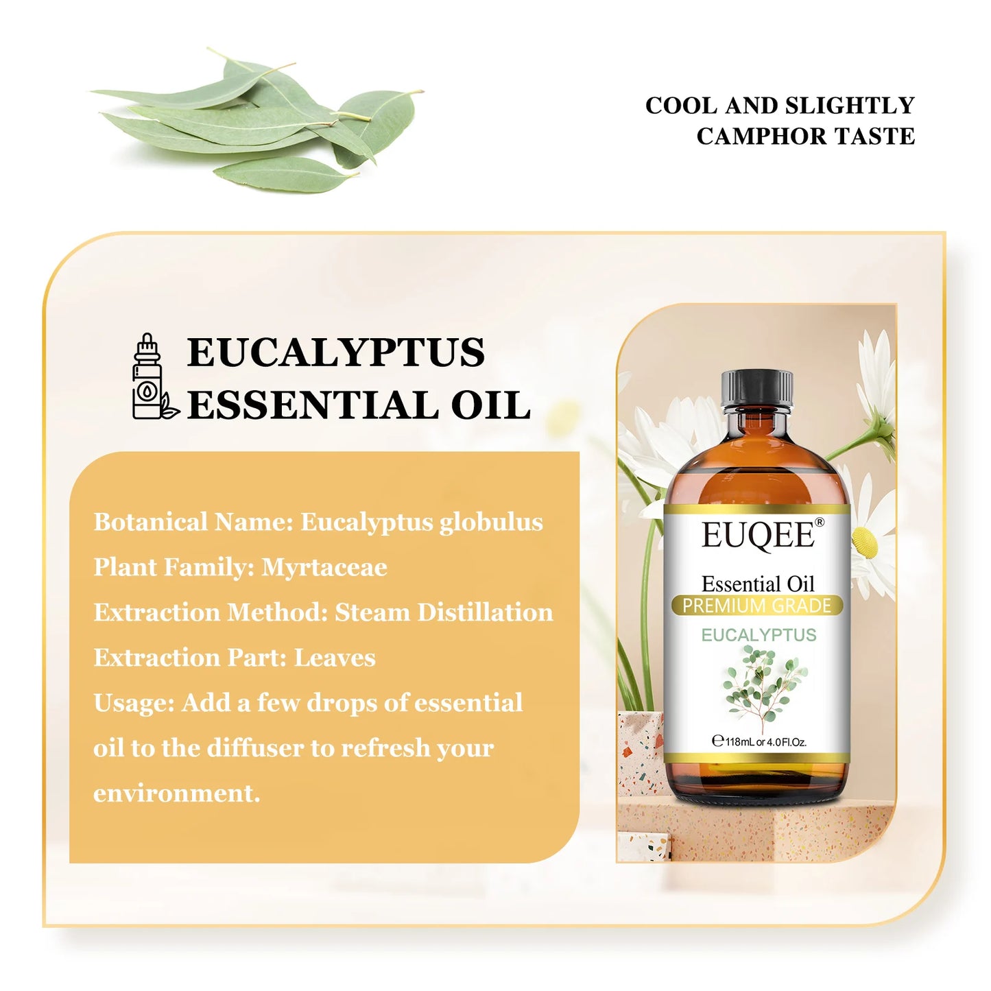 EUQEE 118ML Large Bottle of Essential Oil For Aroma Therapy Humidifier, DIY Soap, Massage