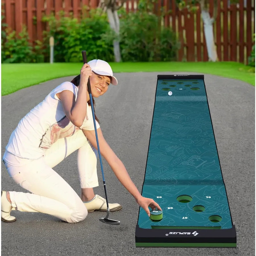 Golf Putting Mat, Adjustable Slope, Indoor & Outdoor Practice with Pong Game Mode | StriveRiseFit