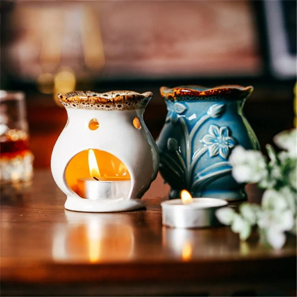 Ceramic Essential Oil Burner Aroma Lamp Retro Crackle Glaze | StriveRiseFit
