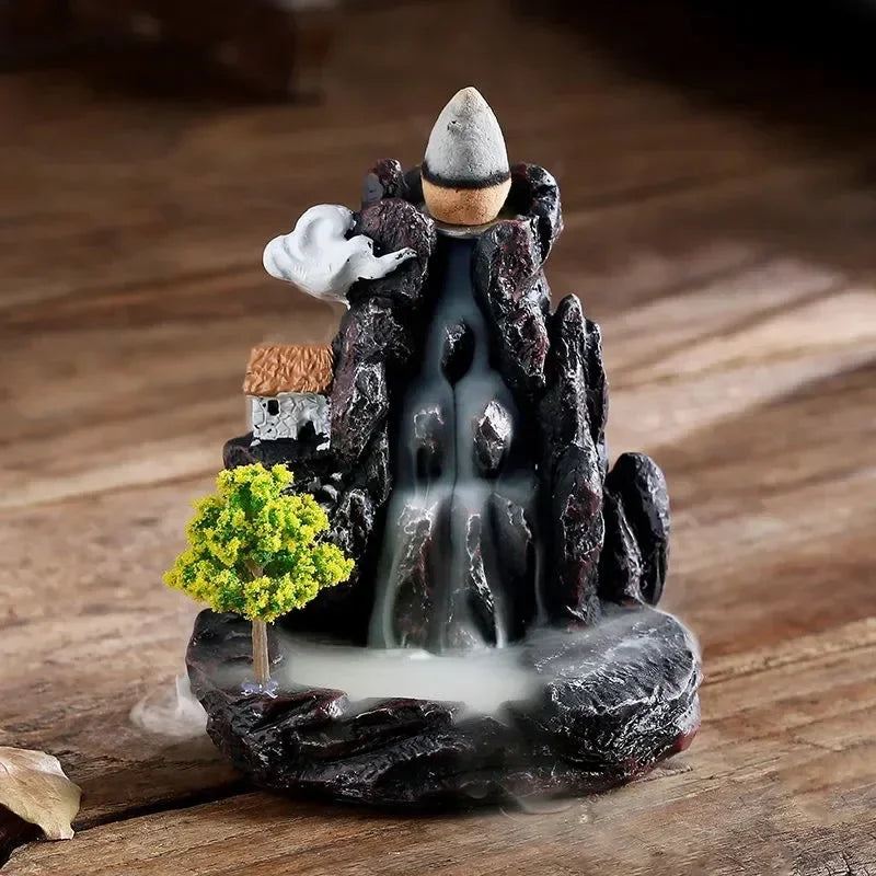 Zen Mountain Waterfall Backflow Incense Burner Resin 4 Styles | StriveRiseFit
