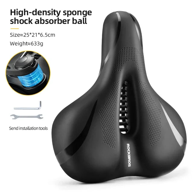ROCKBROS Bike Saddle Silicone Cushion Shock Absorbing Comfortable Cycling Seat Hollow Breathable Thickened Sponge Bicycle Seat