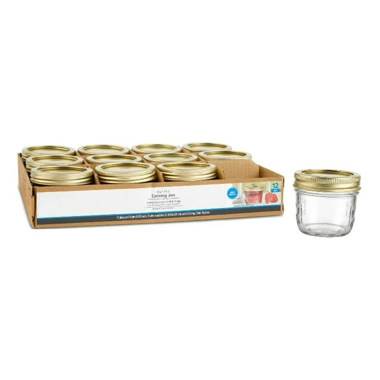 8 oz Wide Mouth Mason Jars 12-Pack with Lids & Bands | StriveRiseFit