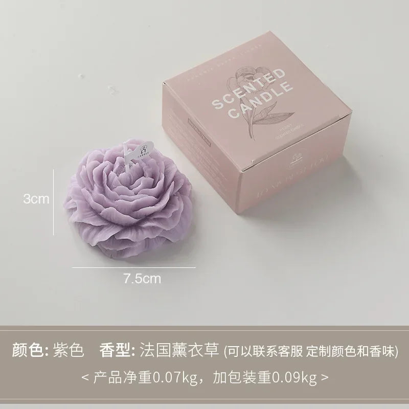 3D Peony Flower Shaped Scented Soy Wax Candle Gift 7 Scents | StriveRiseFit