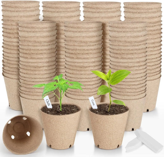 Organic Peat Pots Seed Starter Kit | 131-Pack + Labels | 3.15" | StriveRiseFit