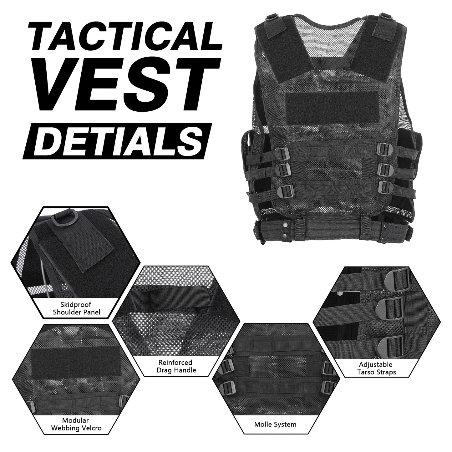 TOMSHOO Military Tactical Vest - Multi-Pocket Combat Vest for Hunting & Outdoor