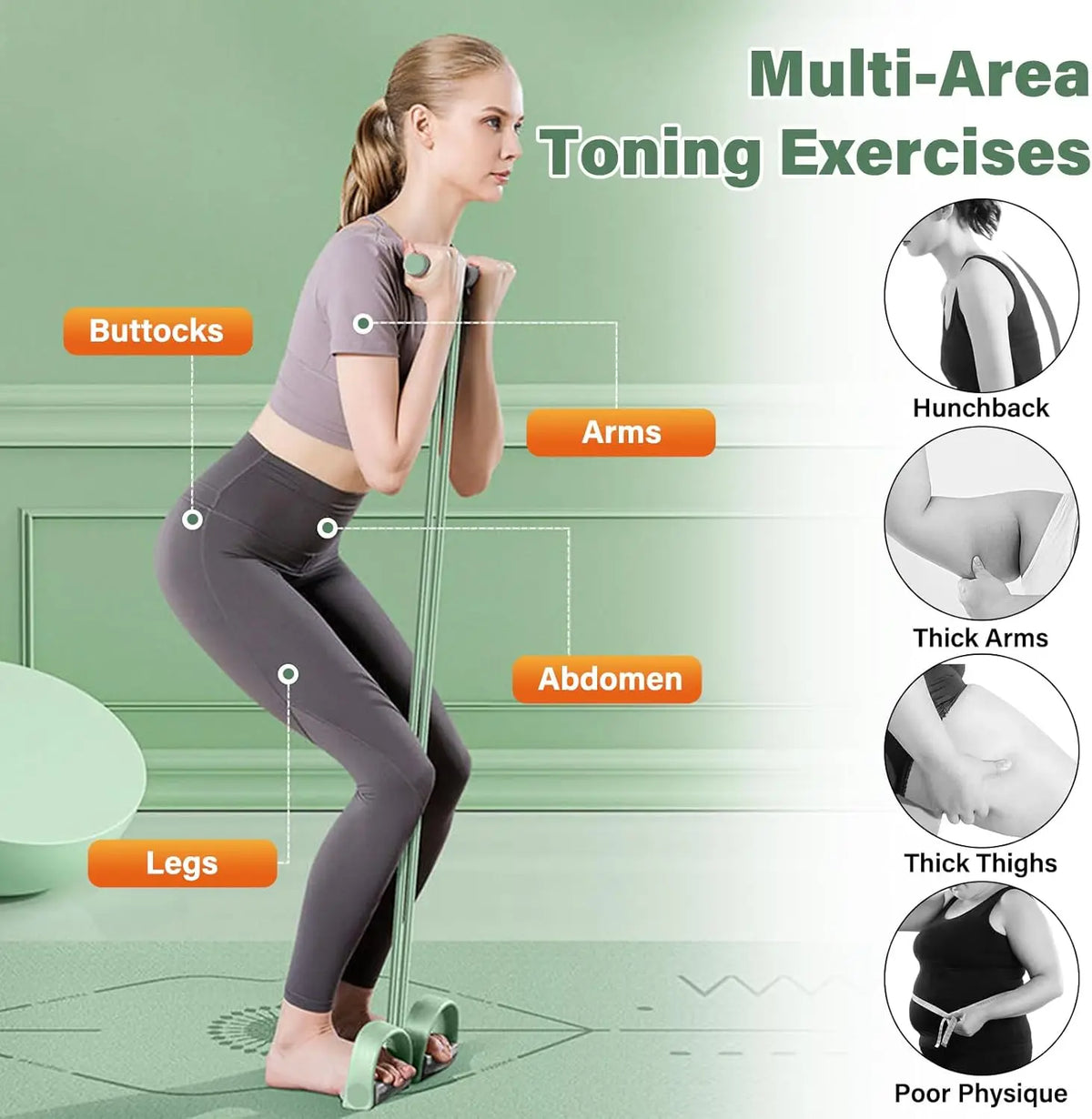 6-Tube Pedal Resistance Bands with Handles Full Body Yoga Stretching Trainer | StriveRiseFit