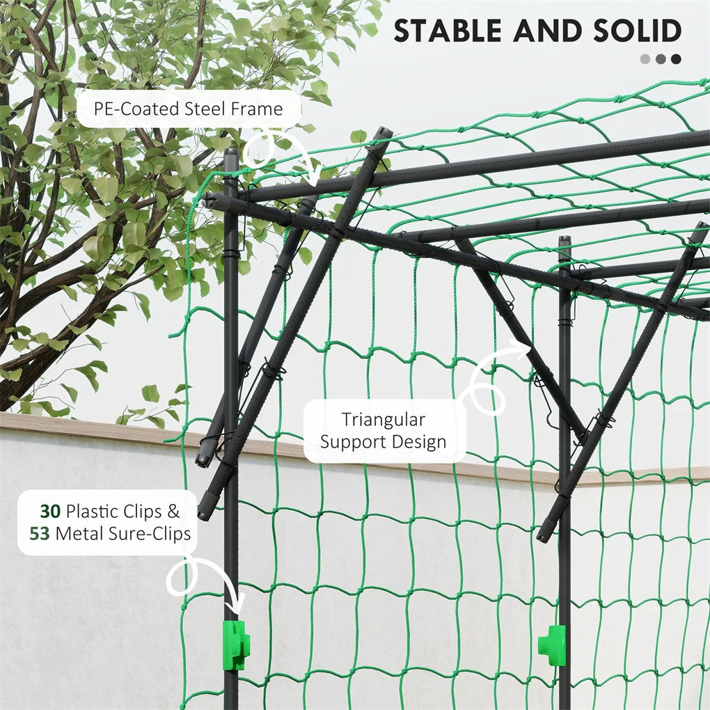 Large Tomato Cage & Climbing Plant Support | 87.8" Steel Frame, Trellis Netting, 83 Clips