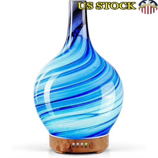 Aroma Diffuser Essential Oil Ultrasonic Humidifier Glass Handmade Mood Light Aromatherapy Cool Mist Air Purifier Relaxation Gift