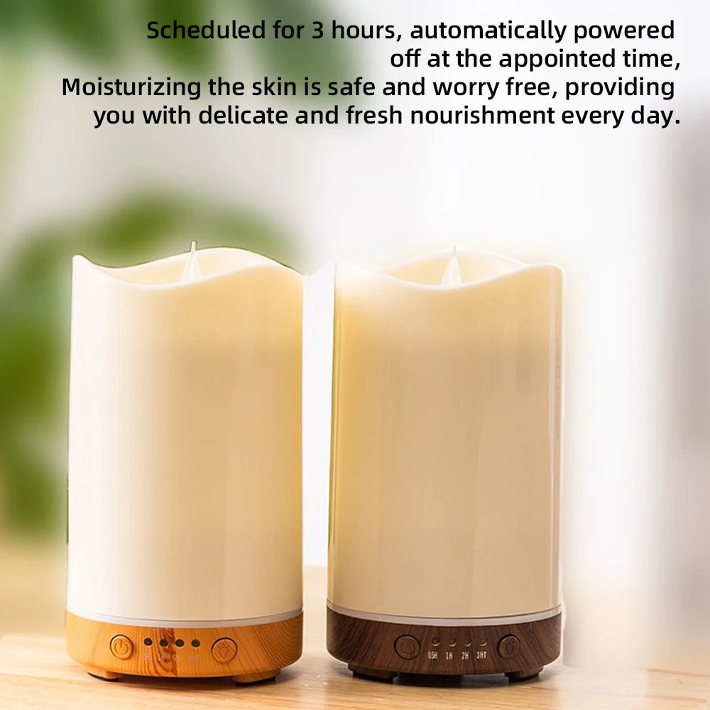 Candle Design Humidifier, Aroma Therapy, Timer, 7-Color LED, 3 Essential Oils for Relaxation