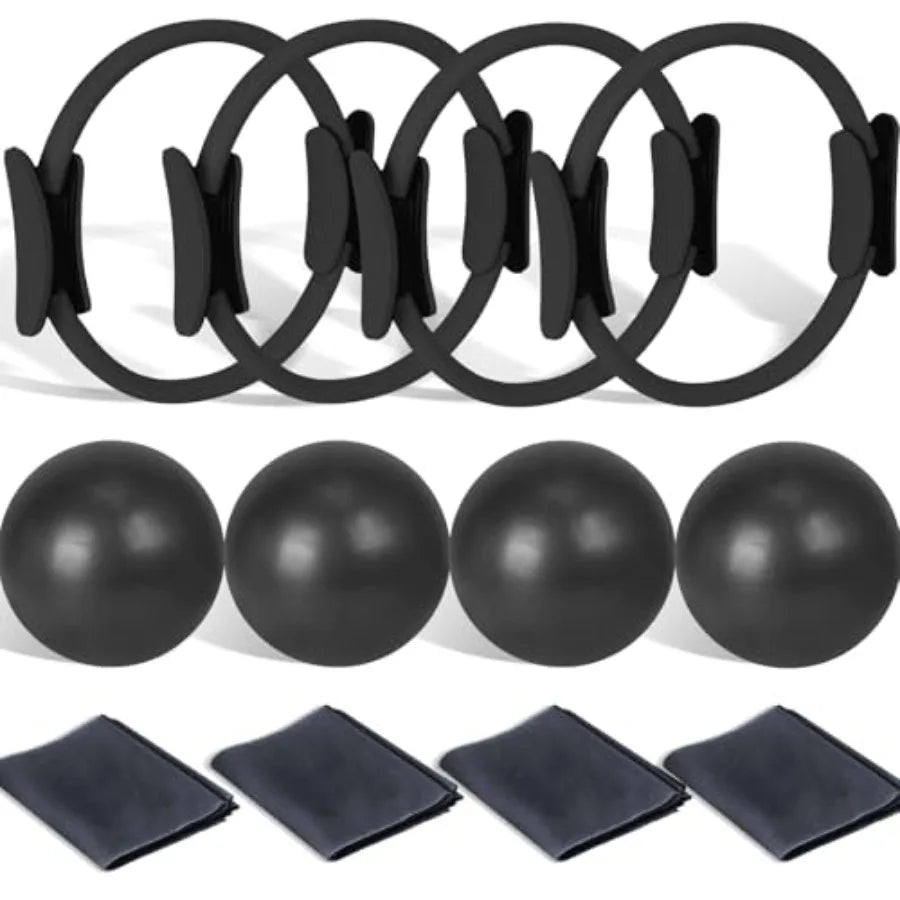 Pilates Ring & Ball Set, 12" Circle Ring, Yoga Balls & Resistance Bands, Essential Kit | StriveRiseFit