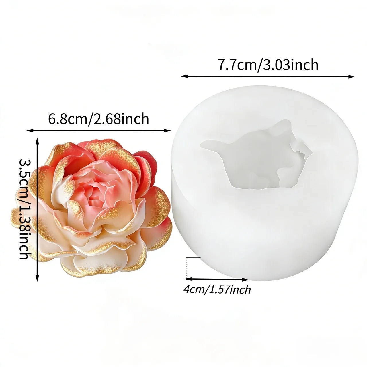 3D Rose Silicone Mold for Candles, Soap, Resin & Clay | StriveRiseFit