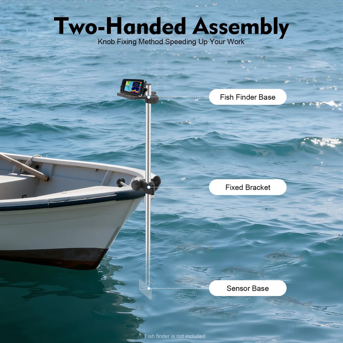 360° Adjustable Transducer Mount | Universal Fish Finder Pole Mount for Boat, Canoe & Kayak