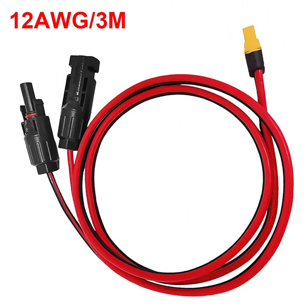 XT60 to Solar Connector Extension Cable — 12AWG, 10 ft (3M), IP67 Waterproof, 300V