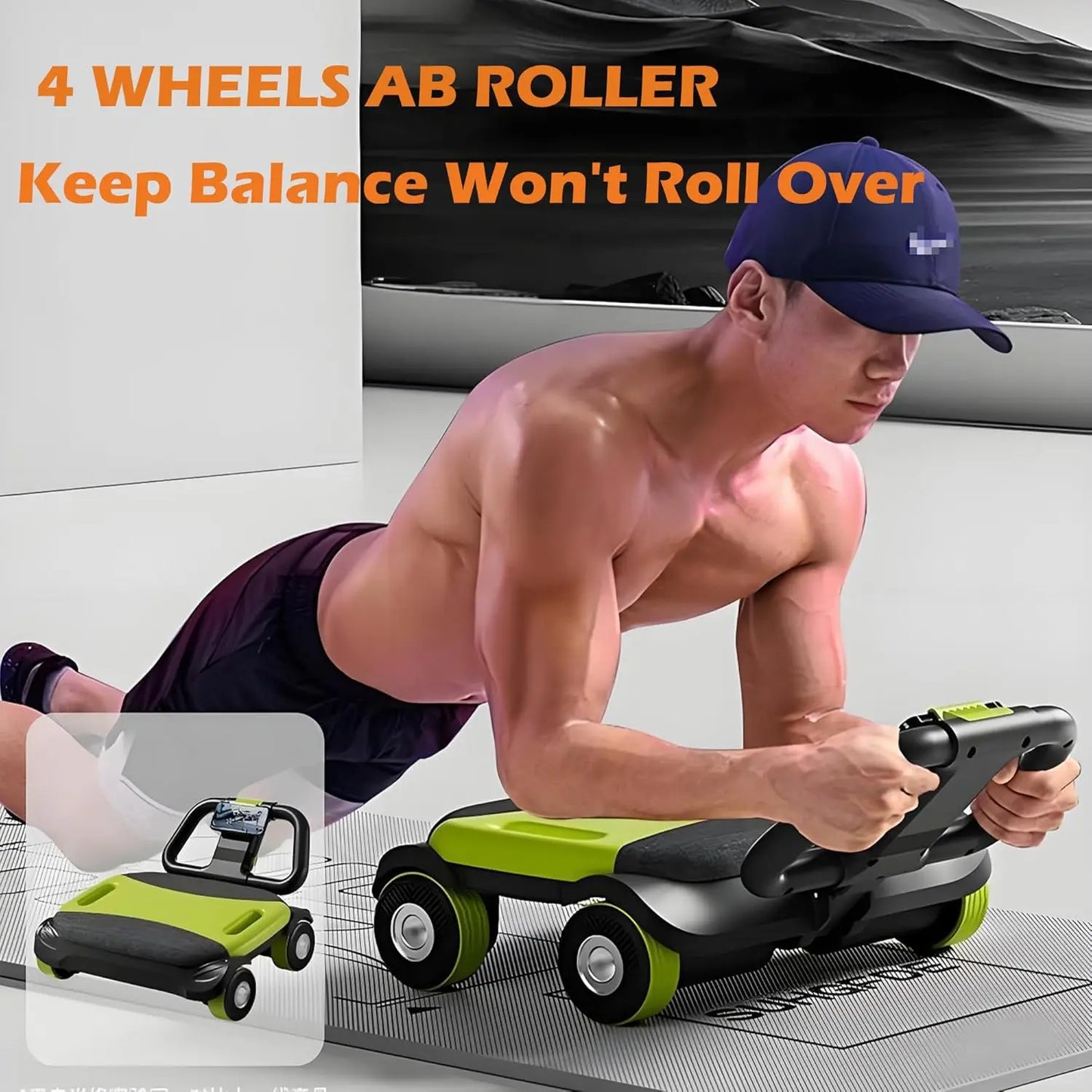 4-Wheel Ab Roller with Auto-Rebound for Core Strength Training | StriveRiseFit