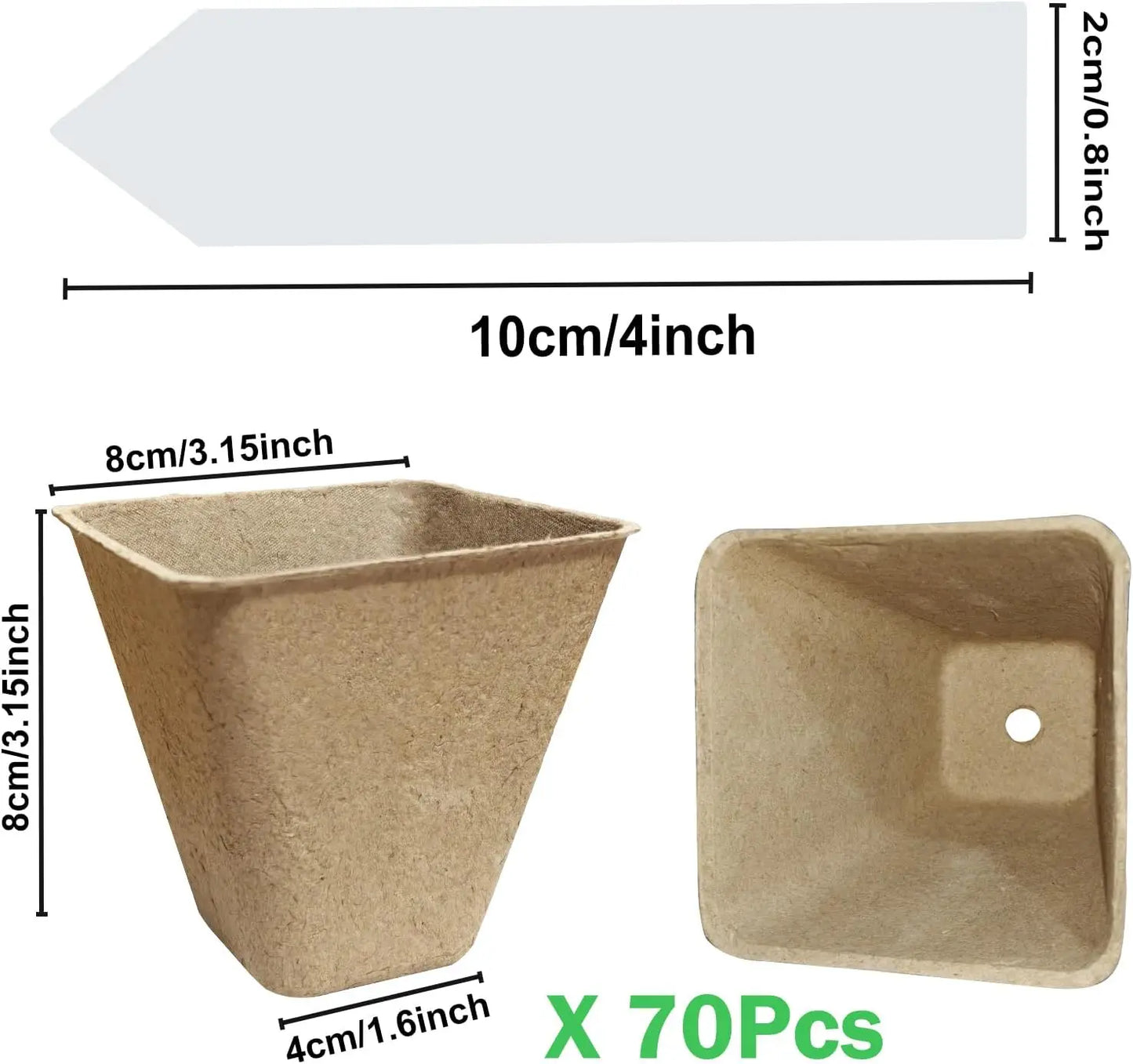 Biodegradable Peat Pots Seed Starting Kit | 70 Pots + 100 Labels | 3.15" | StriveRiseFit