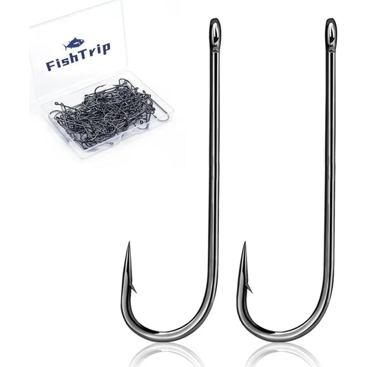 100-Pack Aberdeen Long Shank Light Wire Hooks - Sunfish, Bass & Trout Freshwater Fishing