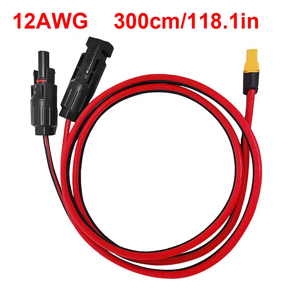XT60 to Solar Connector Extension Cable — 12AWG, 10 ft (3M), IP67 Waterproof, 300V