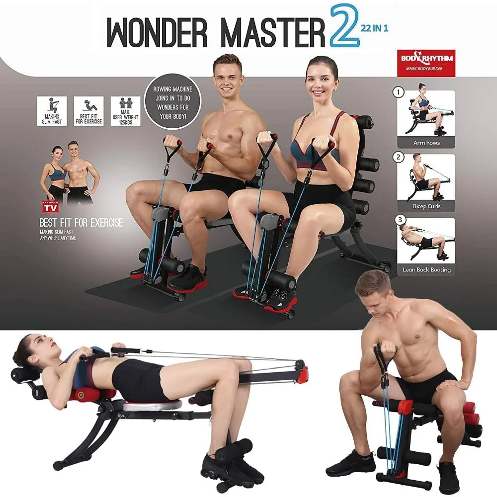 22 in 1 Wonder Master Core & Abdominal Workout Equipment, Foldable & Adjustable Rowing Machine, Core Strength Training & Abdominal, Arms and Shoulders