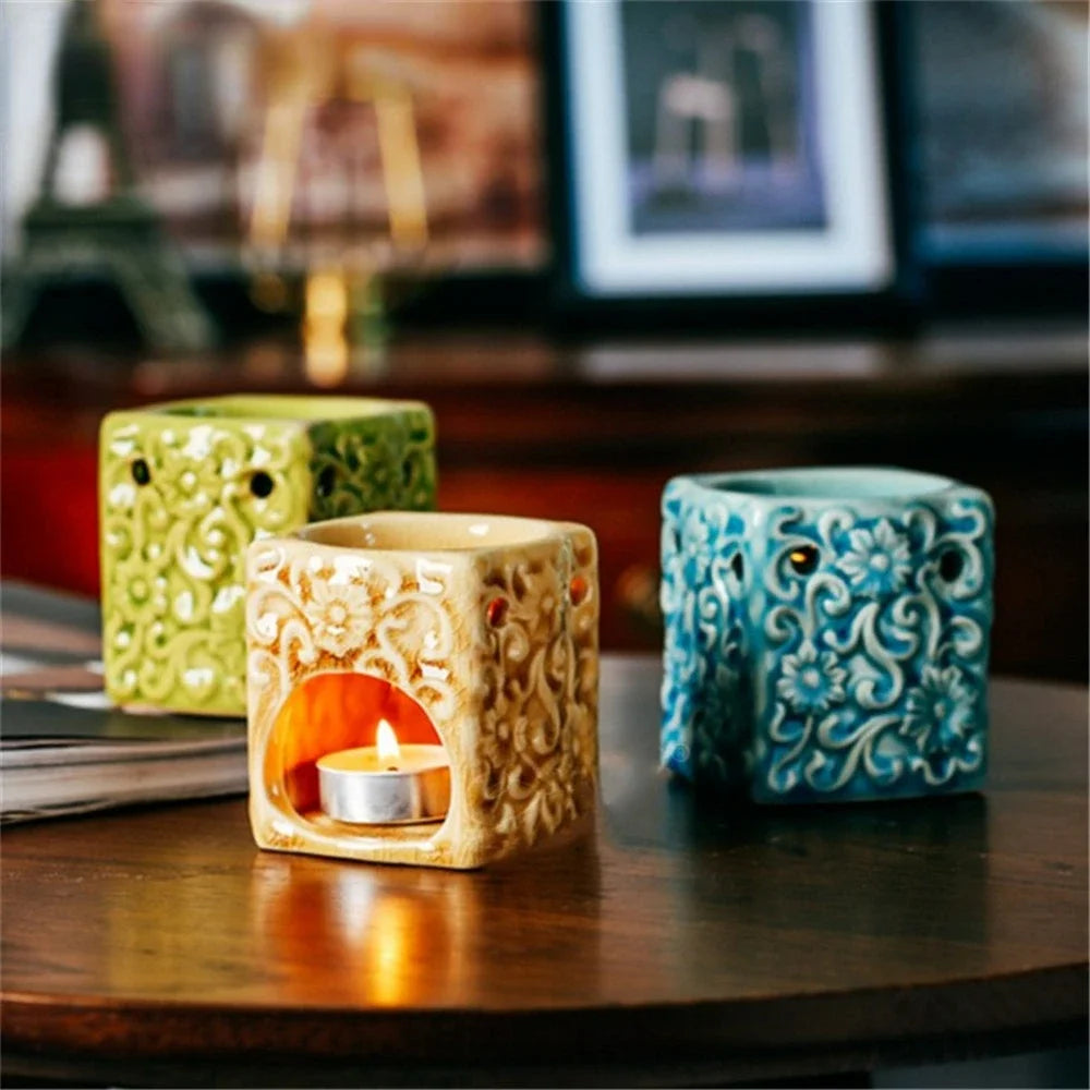 Ceramic Essential Oil Burner Aroma Lamp Retro Crackle Glaze | StriveRiseFit