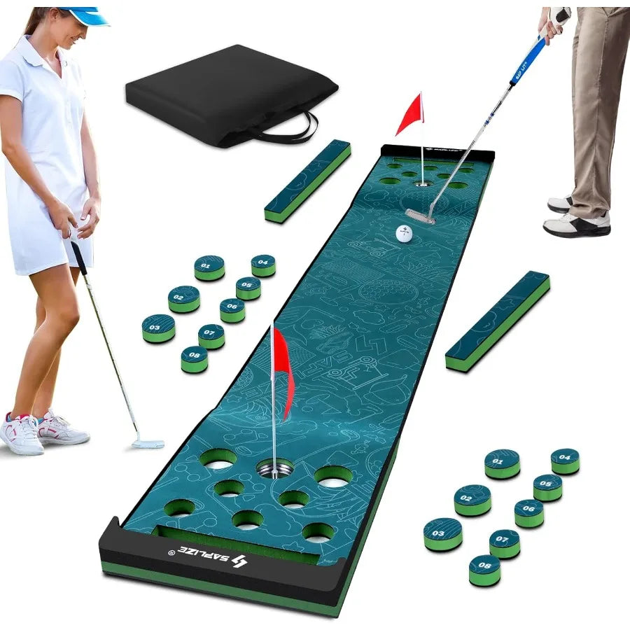 Golf Putting Mat, Adjustable Slope, Indoor & Outdoor Practice with Pong Game Mode | StriveRiseFit
