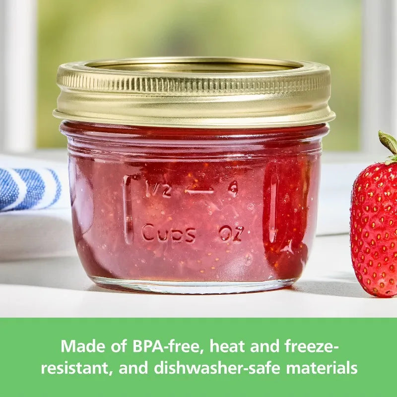 8 oz Wide Mouth Mason Jars 12-Pack with Lids & Bands | StriveRiseFit