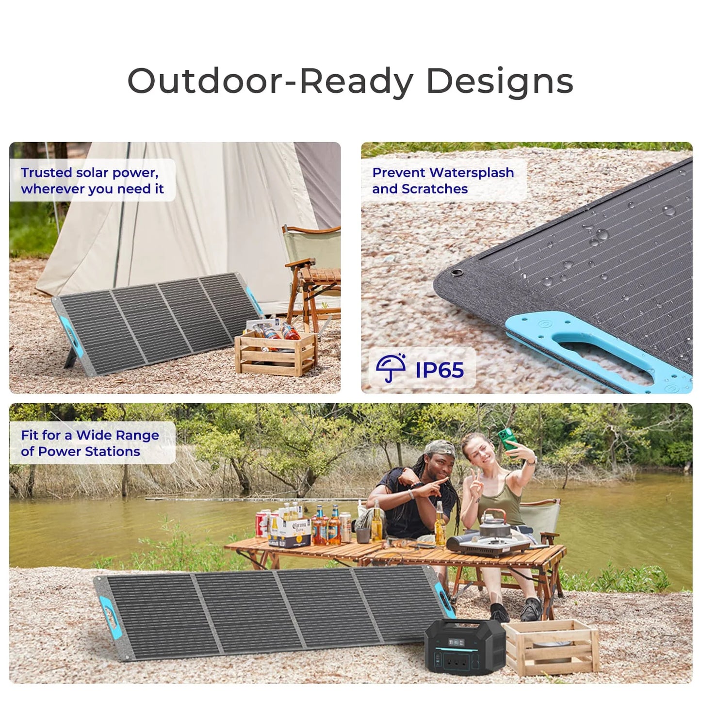200W Portable Solar Panel | IP65 Waterproof Foldable Solar Charger for Power Stations, RV & Camping