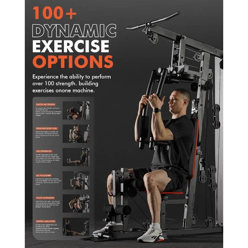 Home Gym Workout Station with 150LBS Weight Stack, Multifunctional Home Gym Equipment