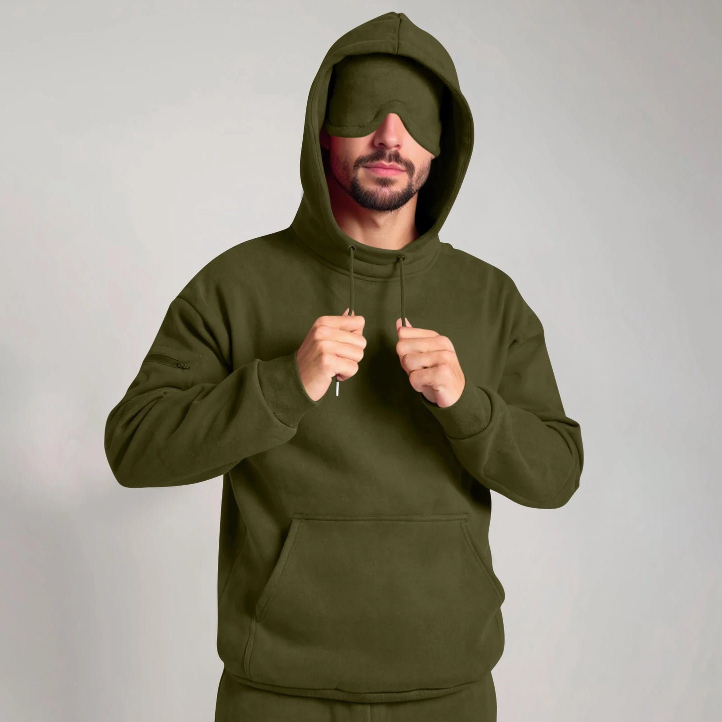 Hooded Sweatshirt with Built-In Eye Mask - Unisex Casual Pullover | StriveRiseFit