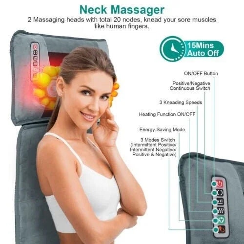 Electric Full Body Massage Mat with Heating, Kneading & Vibration for Neck & Back | StriveRiseFit
