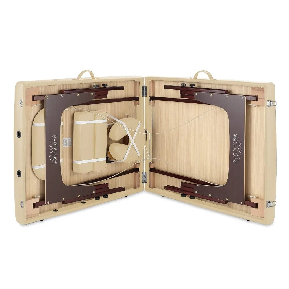 Professional Portable Lightweight Bi-Fold Memory Foam Massage Table with Reiki Panels - Includes Headrest, Face Cradle, Armrest