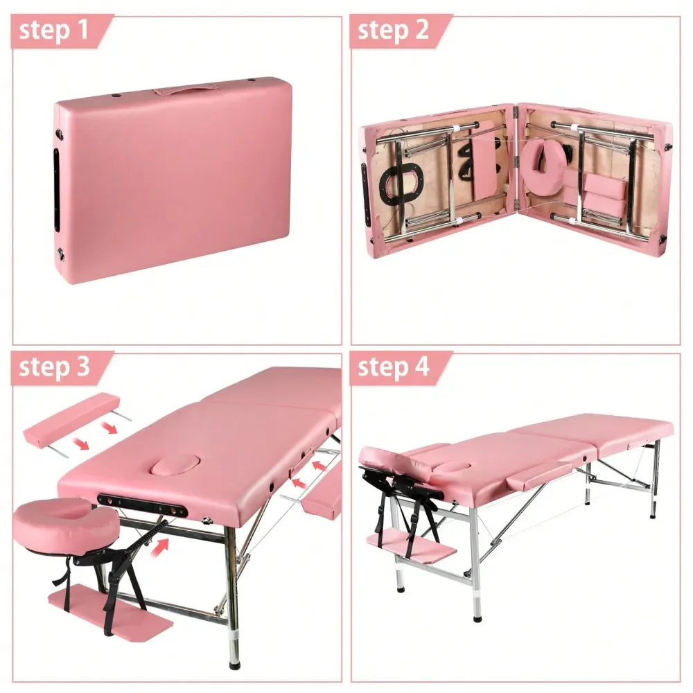 Portable Aluminum Massage Bed | 24" Width, Height Adjustable, Facial, Salon, Tattoo & Lash