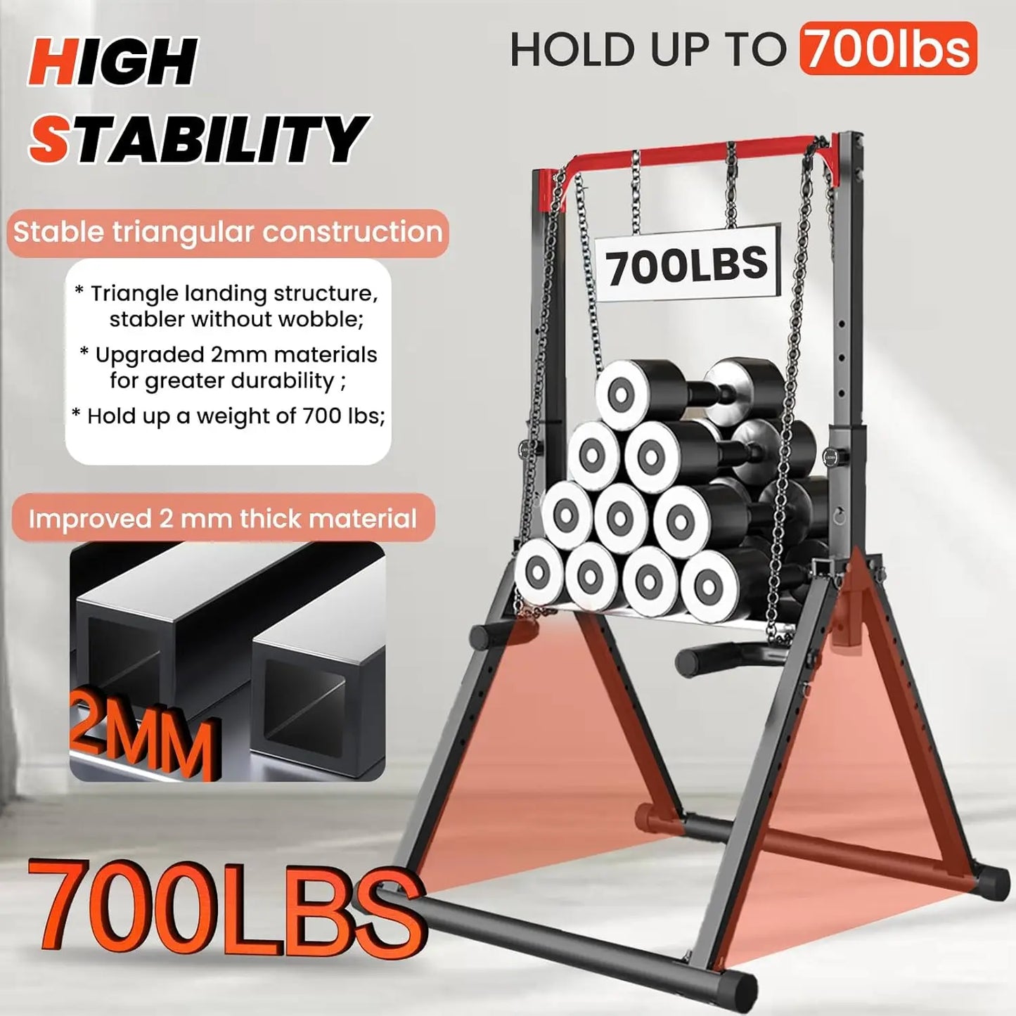Foldable Power Tower Pull Up & Dip Station | 8 Height Adjustments, 700 LBS Capacity, Home Gym