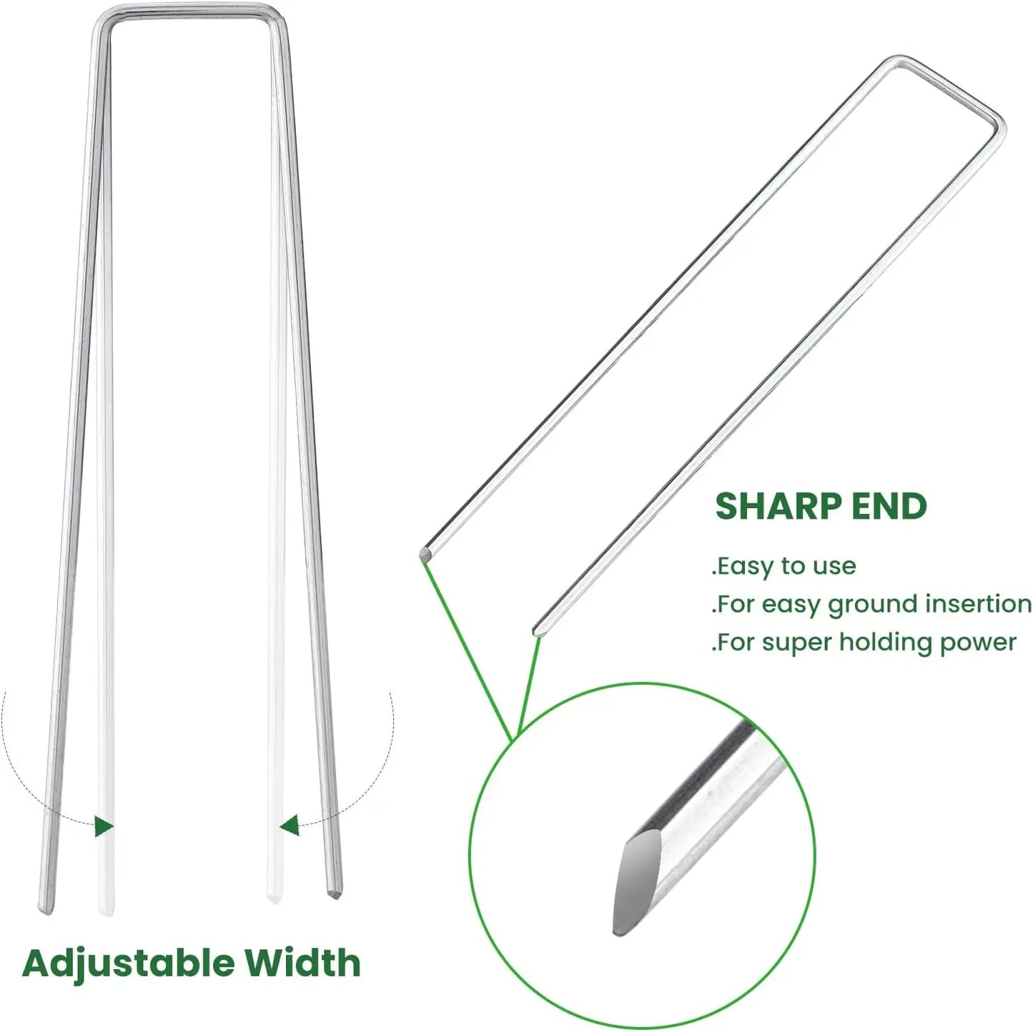 Galvanized Garden Landscape Staples | 6" Heavy-Duty U-Pins | 10-Pack | Weed Fabric, Turf & Netting