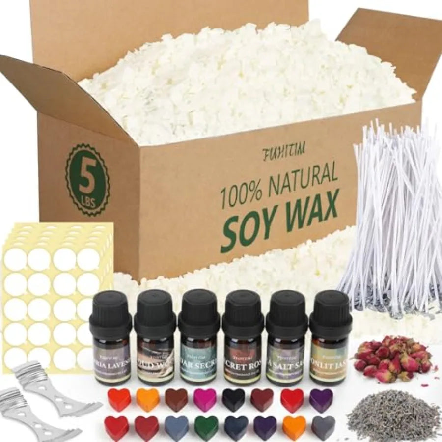 Premium Natural Soy Wax Flakes for Candle Making, 5 lb & 10 lb Kits | StriveRiseFit