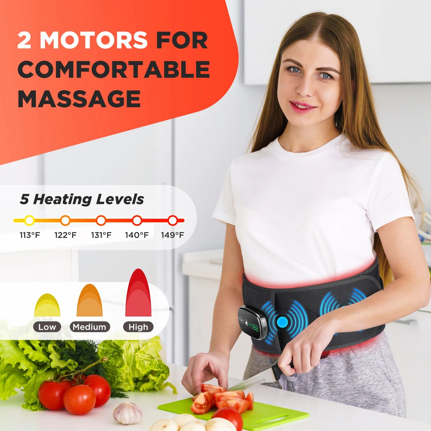 PASTSKY Electric Heating Waist Massager Belt, Vibration & Hot Compress, 5000mAh | StriveRiseFit