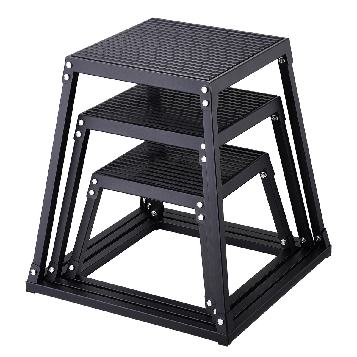 3-Piece Plyo Box Set 12/18/24" 500 lb Capacity Anti-Slip Steel Jump Box | StriveRiseFit
