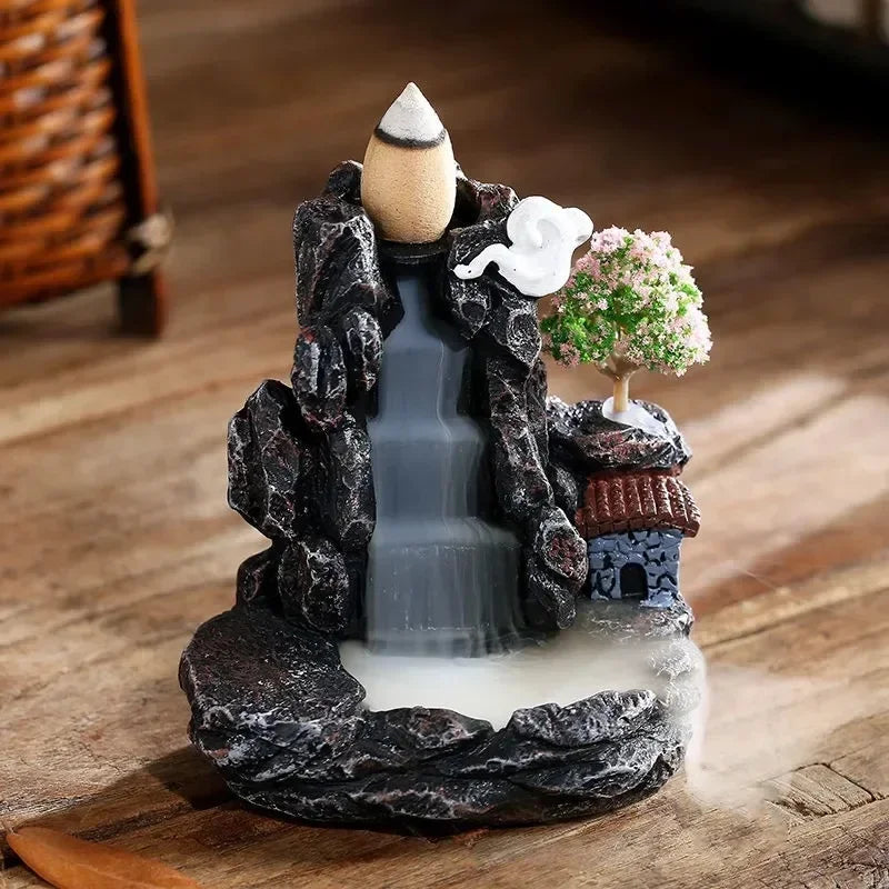 Zen Mountain Waterfall Backflow Incense Burner Resin 4 Styles | StriveRiseFit