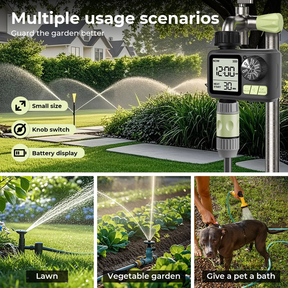 Automatic Garden Water Timer | LCD Display | Rain Delay | Yard & Greenhouse | StriveRiseFit