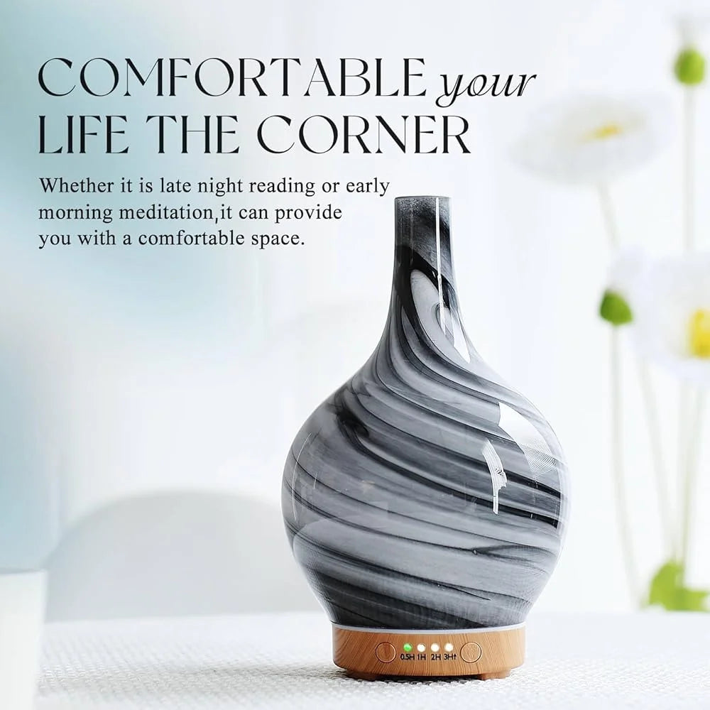 Aroma Diffuser Essential Oil Ultrasonic Humidifier Glass Handmade Mood Light Aromatherapy Cool Mist Air Purifier Relaxation Gift