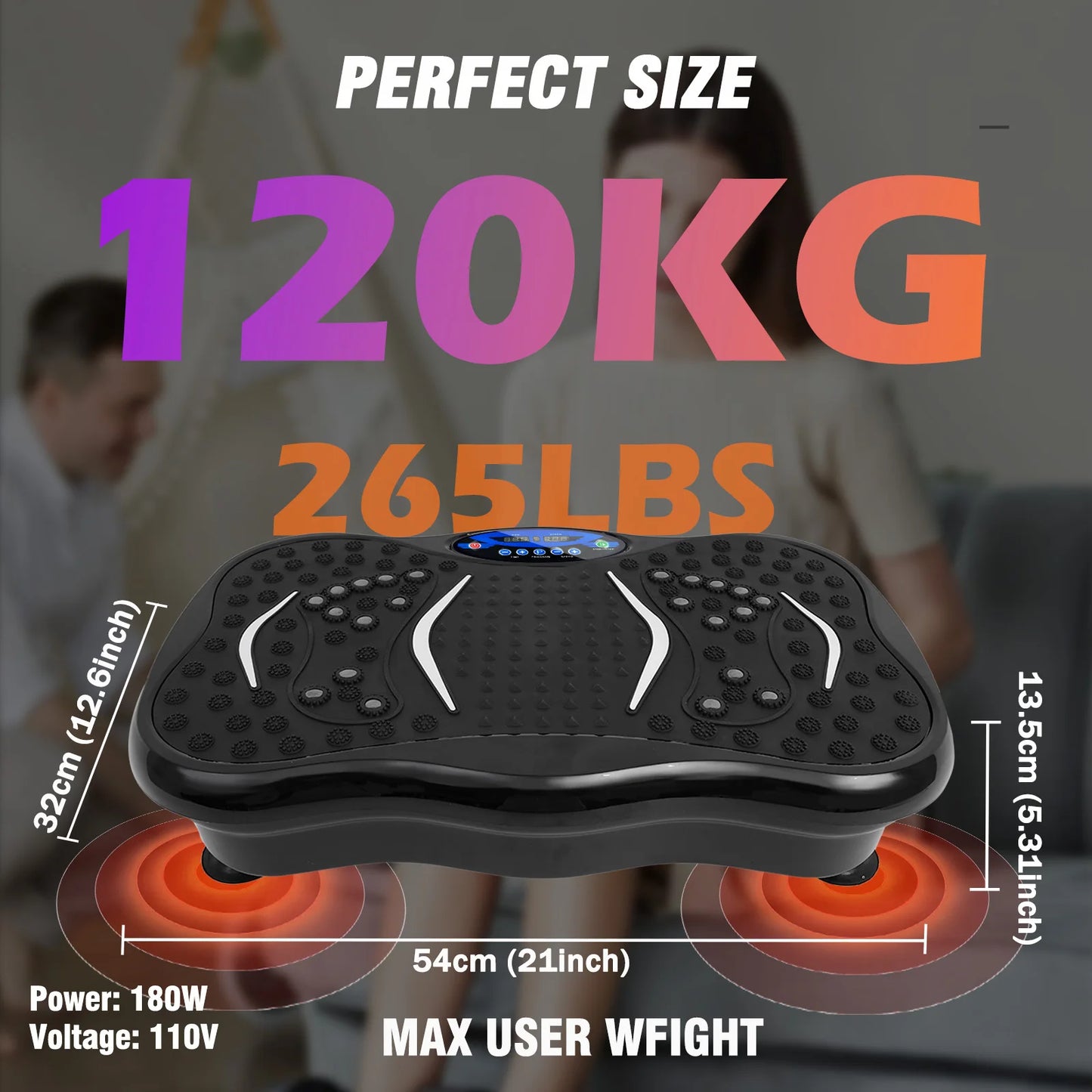 Vibration Plate Exercise Machine ~ Full Body Workout ~ Power Vibration Includes Resistance Bands ~ Fitness Equipment ~ Weight Loss