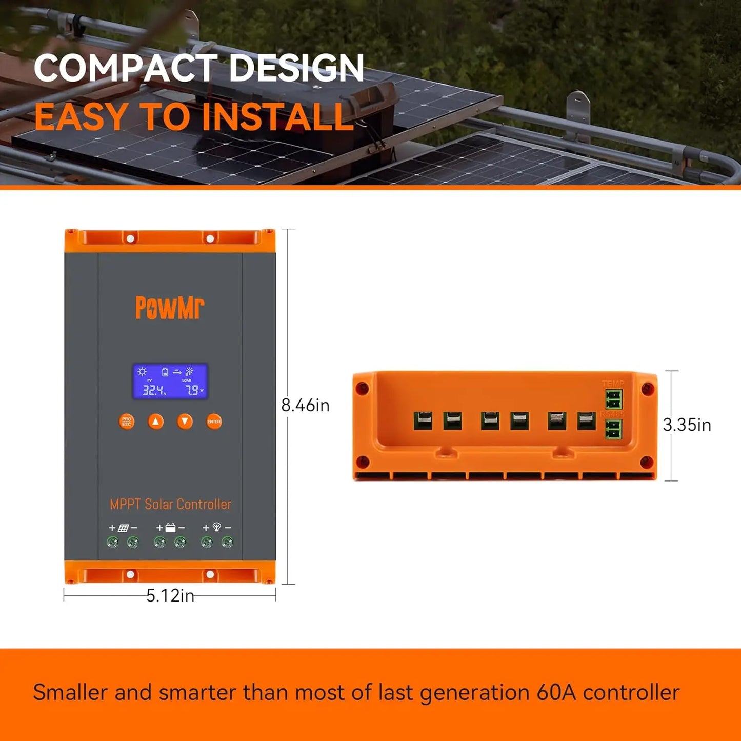 60A MPPT Solar Charge Controller — 12V/24V/36V/48V, LCD Display, Parallel Support (Up to 12 Units)