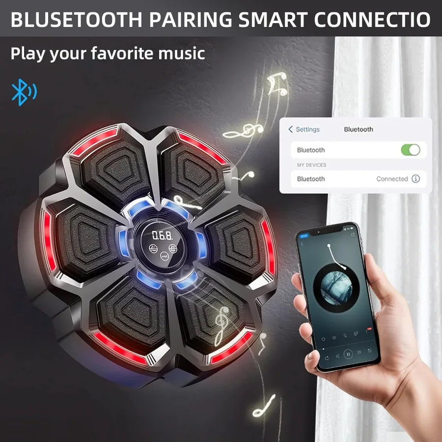 Interactive Music Boxing Machine ~ Blue Tooth Smart Pairing Connection ~  WallMounted Punching Trainer with Electronic Boxing Target 9 Adjustable Modes