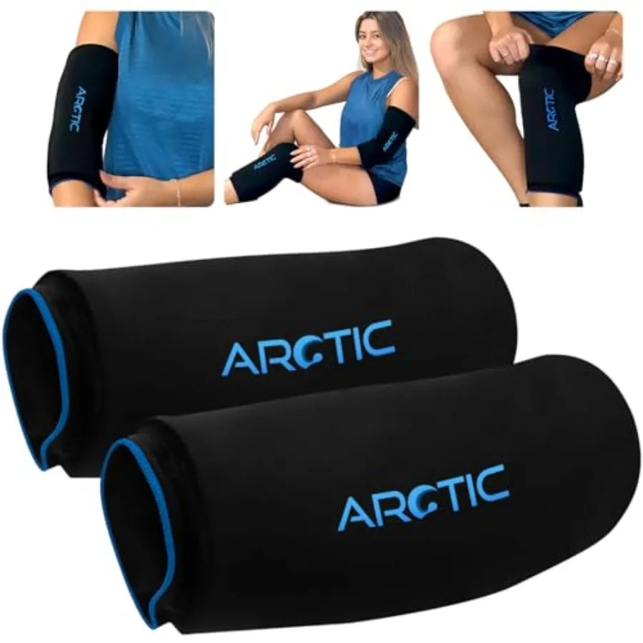 2-Pack Reusable Gel Ice Pack Wraps for Elbow & Knee, Cold Compression Sleeves, S-XL | StriveRiseFit