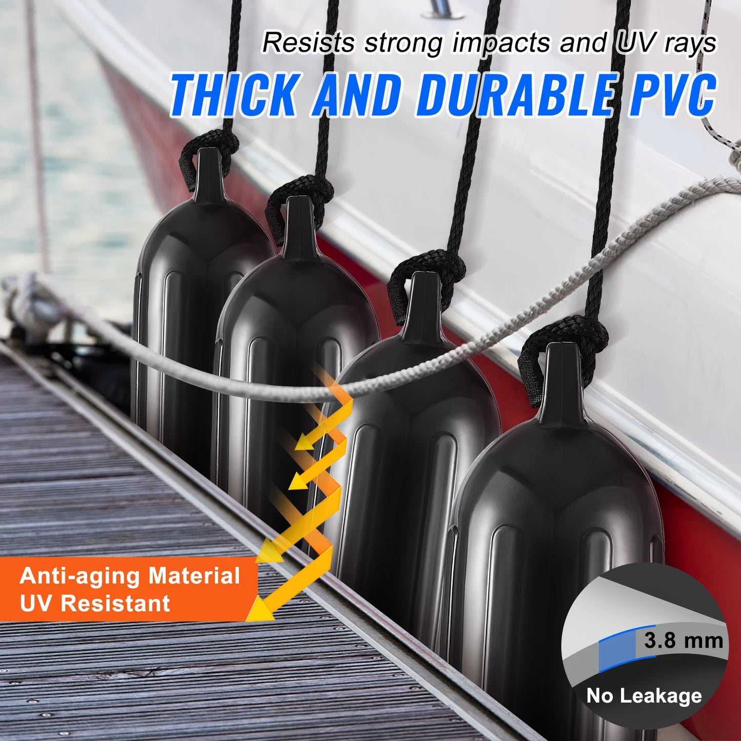 Inflatable Boat Fender Bumpers 4-Pack | PVC, Pump & Ropes Included | StriveRiseFit