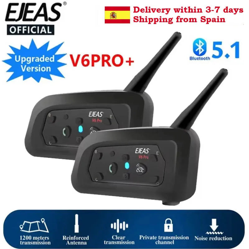 EJEAS V6 Pro Motorcycle Helmet Bluetooth Intercom | StriveRiseFit