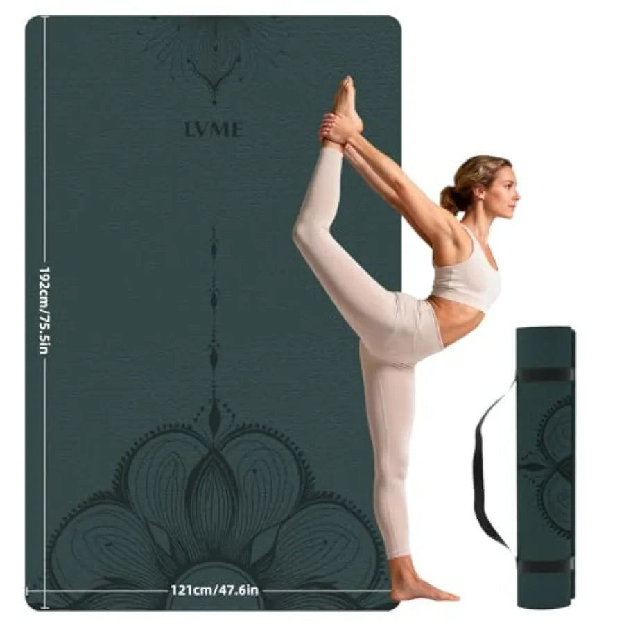 Extra Large Yoga Mat 75.5"x47.6", 10mm Thick Non-Slip TPE, 4 Colors | StriveRiseFit